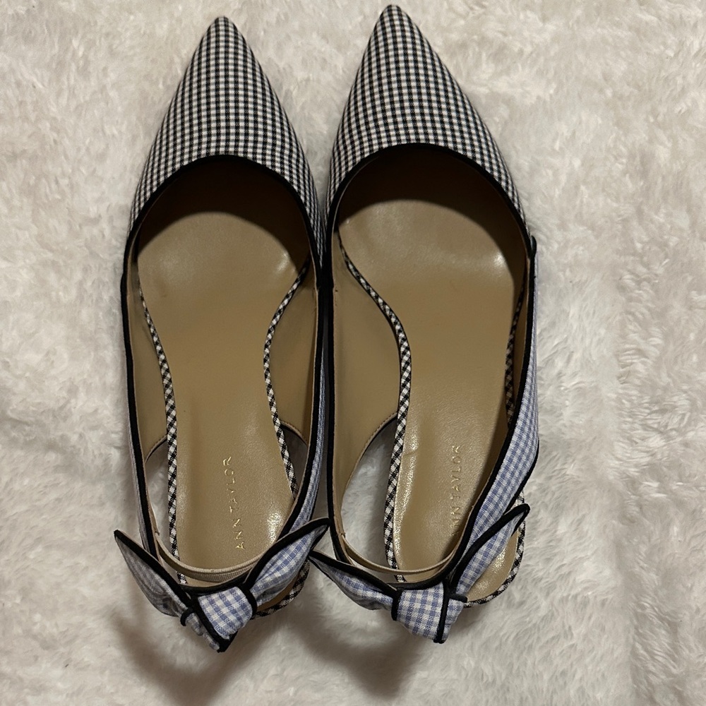Ann Taylor Black and White Checkered Slingback Flats